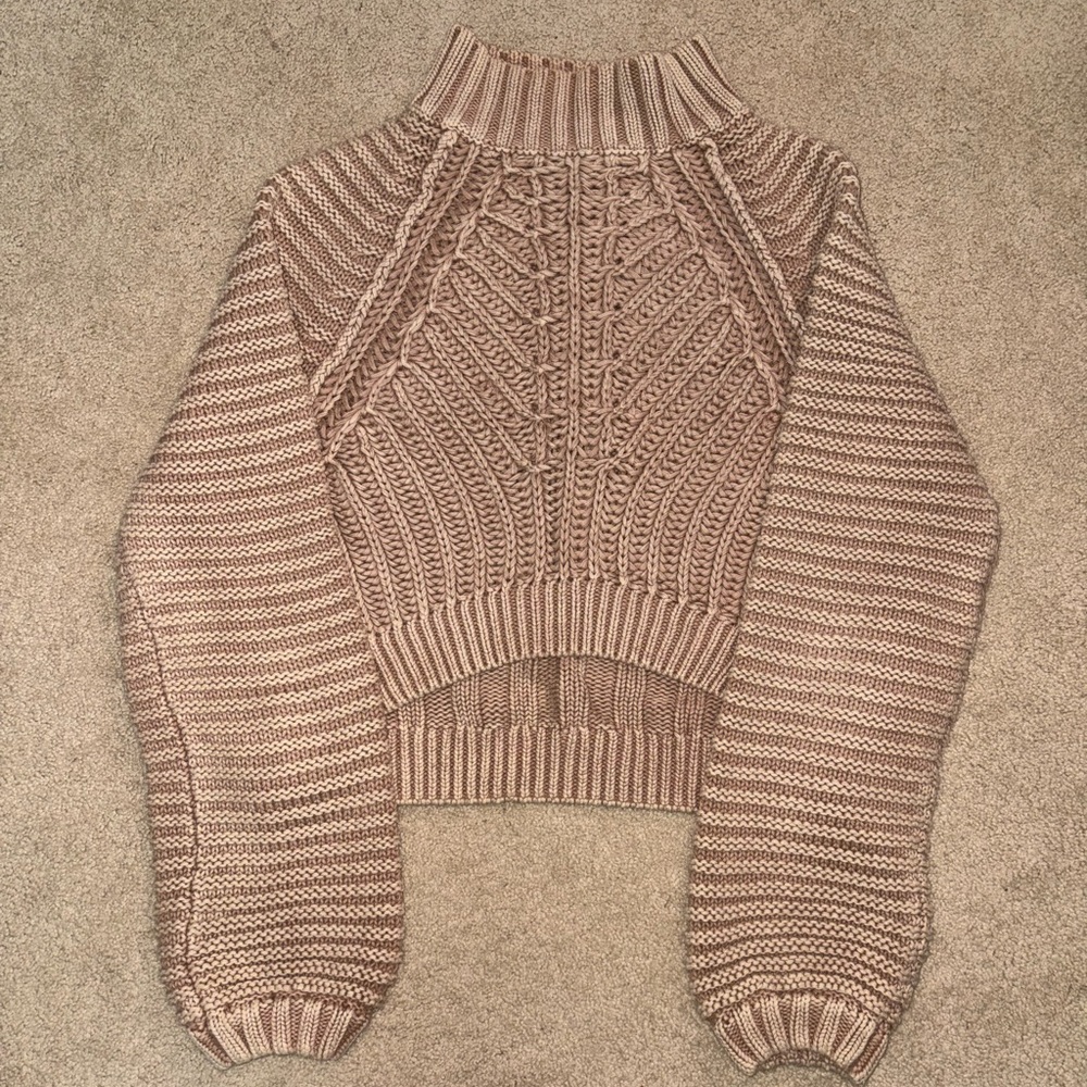 Free People Sweetheart Chunky Cable Knit Mock Neck Sweater - Beige